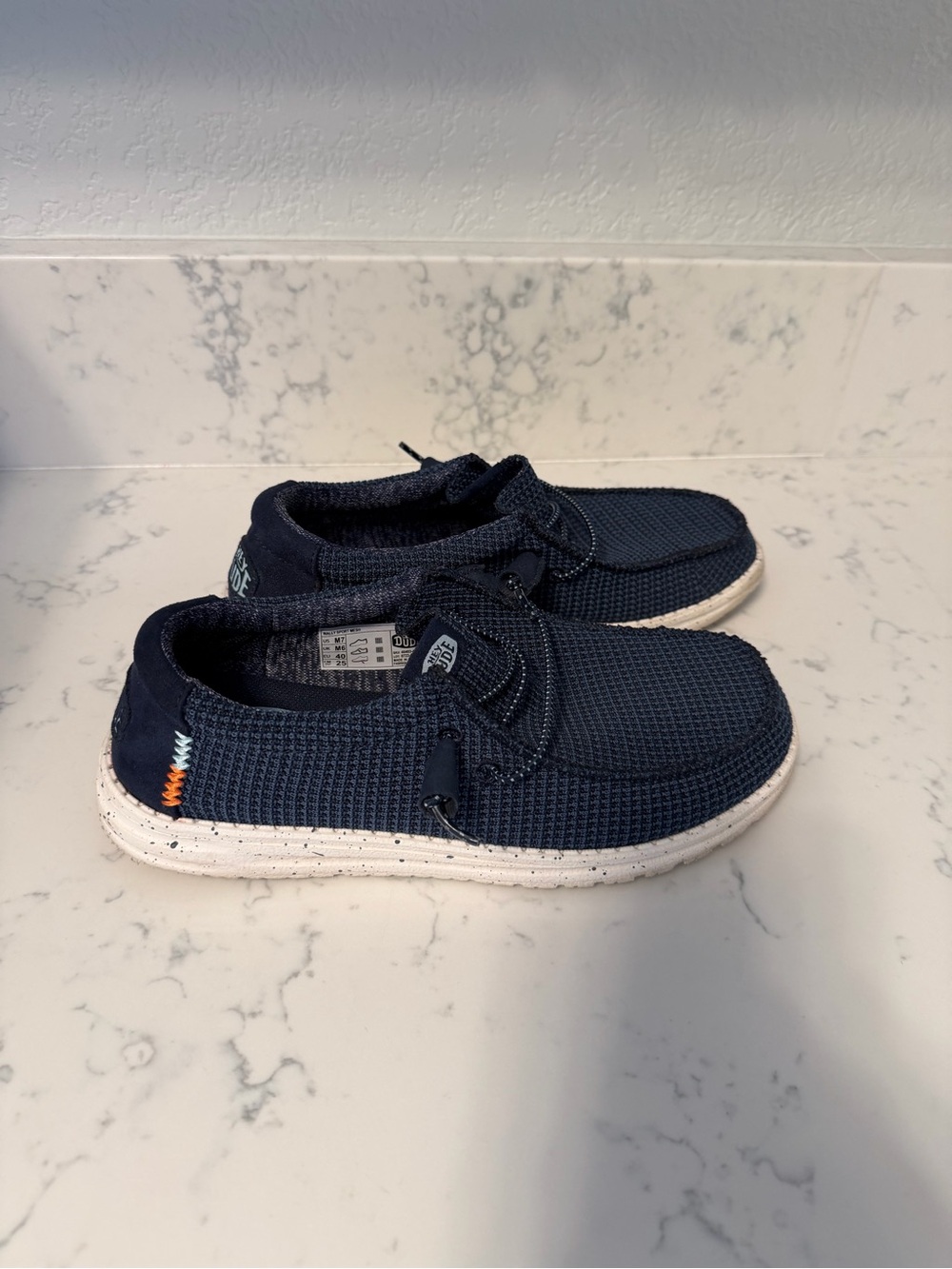 Hey Dude, Wally Men’s Navy Slip-On Moccasins, Men’s Size 7 - Picture 3 of 7